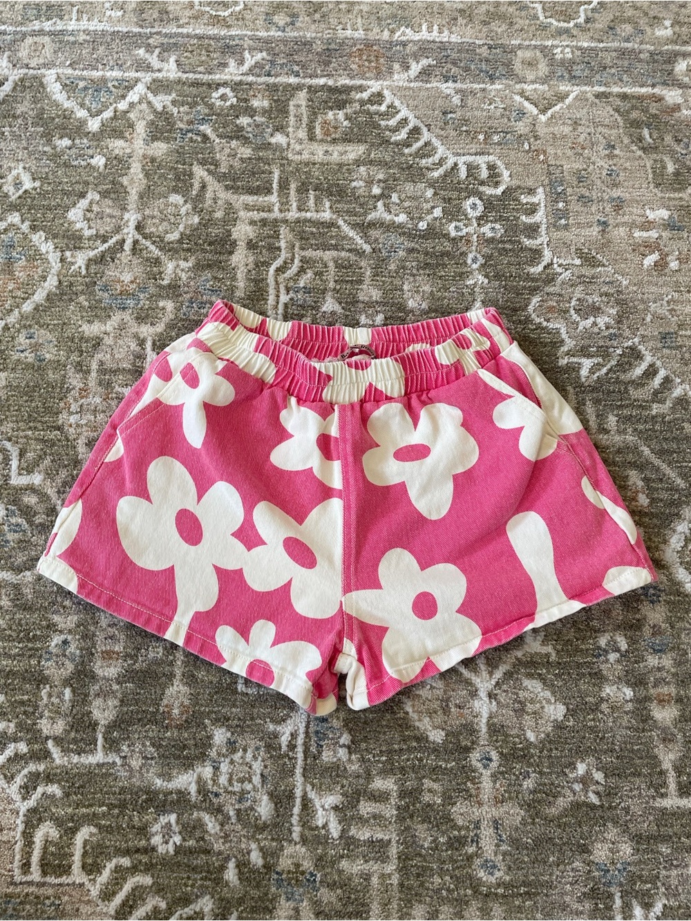 Pink Floral High Rise Shorts